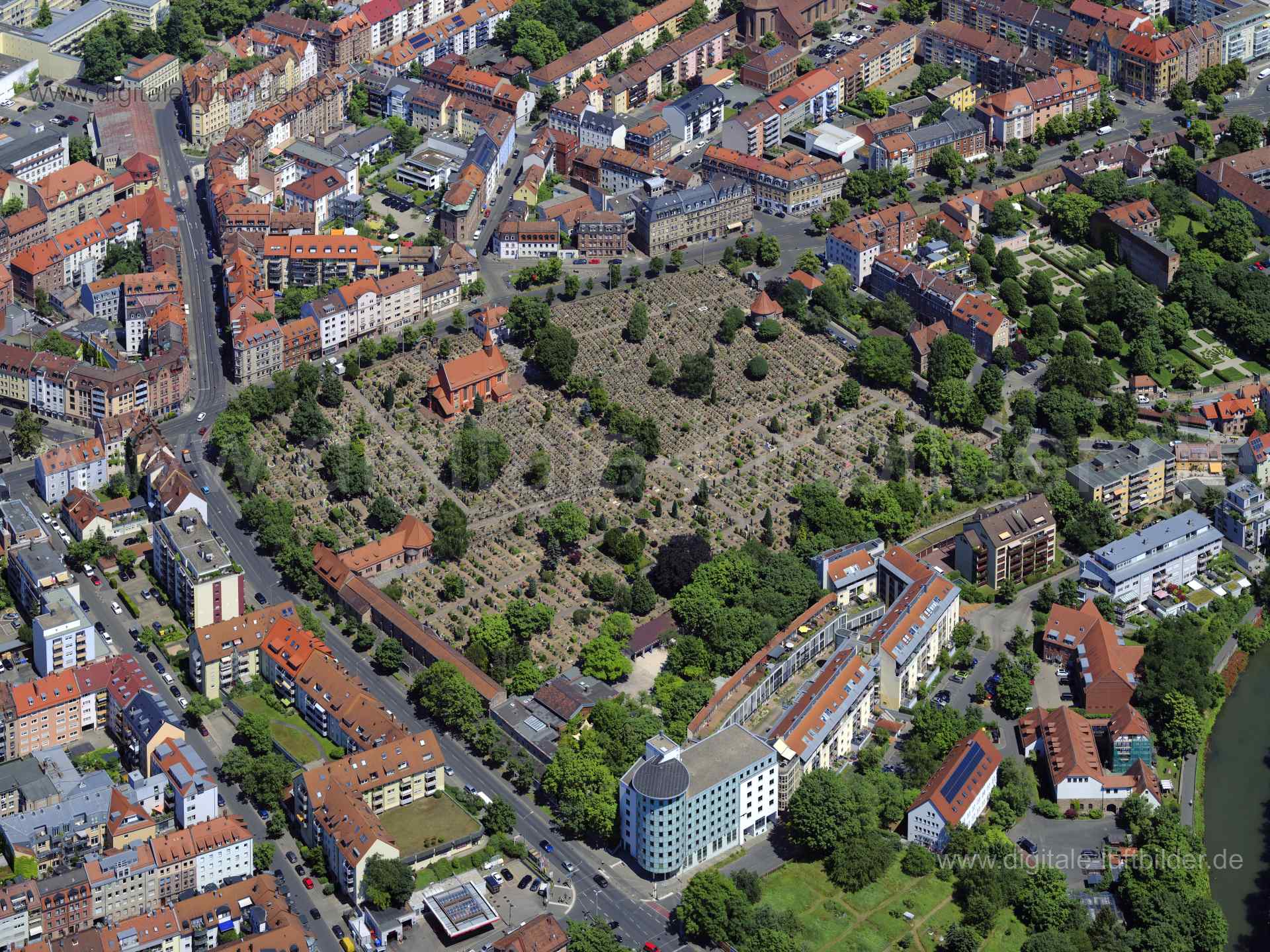 Luftbild Johannisfriedhof, Nürnberg