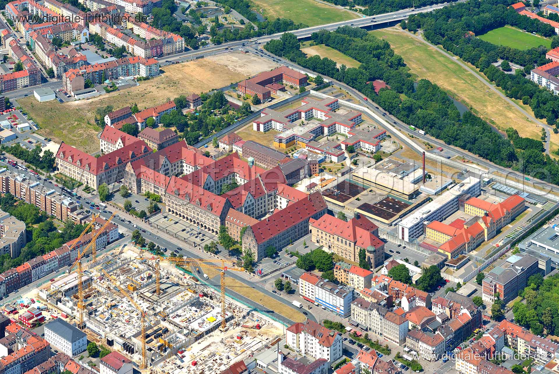 Luftbild Justizpalast & JVA, Nürnberg