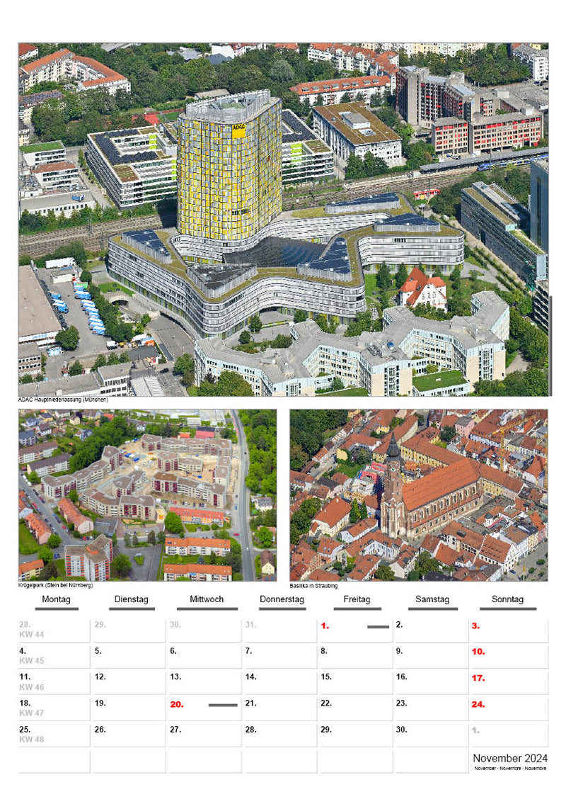 Luftbild-Kalender 2024 Nürnberg & Süddeutschland DIN A3 – Premium Wandkalender