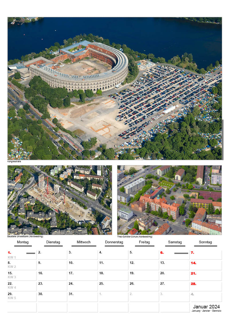 Luftbild-Kalender 2024 Nürnberg & Süddeutschland DIN A3 – Premium Wandkalender