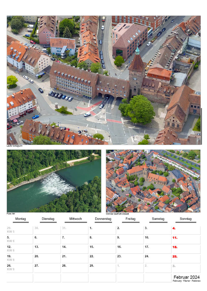Luftbild-Kalender 2024 Nürnberg & Süddeutschland DIN A3 – Premium Wandkalender