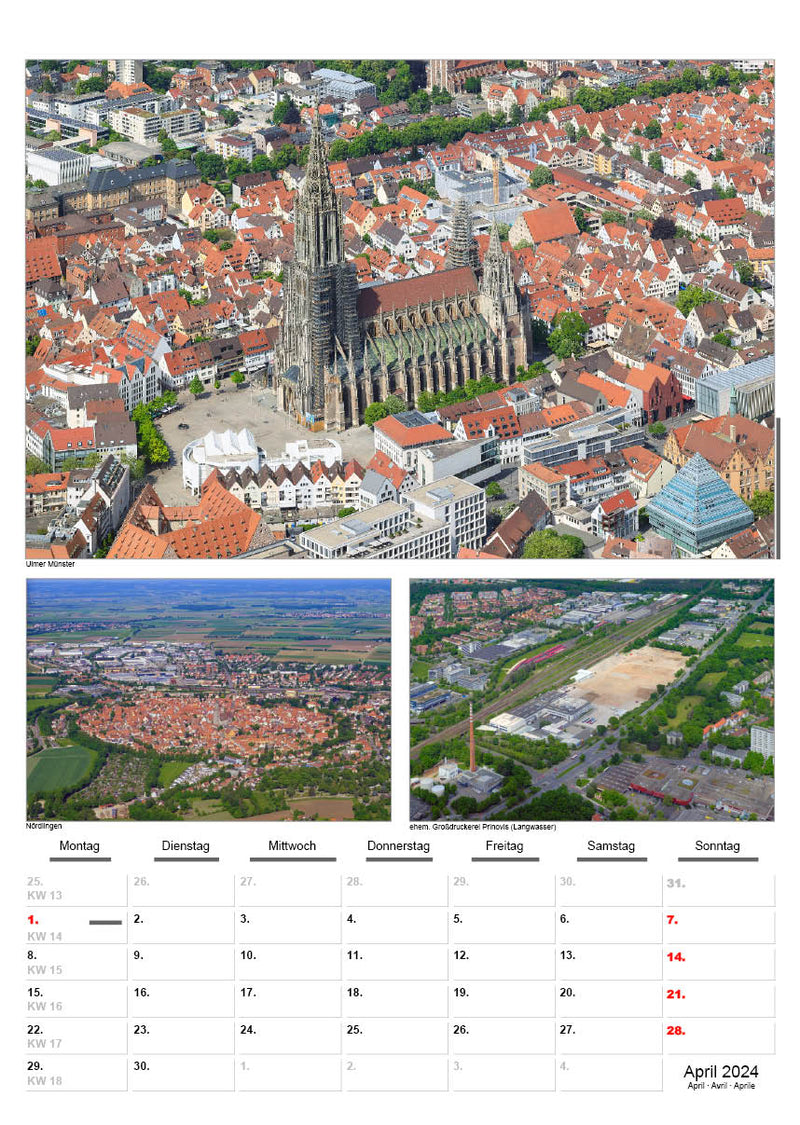 Luftbild-Kalender 2024 Nürnberg & Süddeutschland DIN A3 – Premium Wandkalender