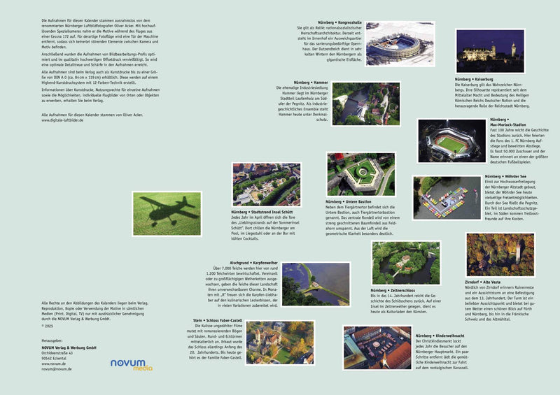 Premium Wandkalender DIN A2 mit Luftbildern von Nürnberg und Umgebung