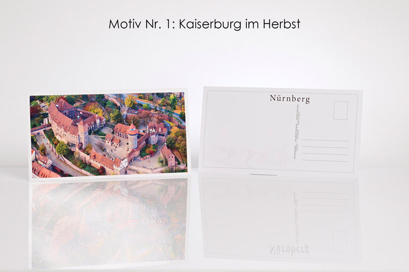 26 Nürnberg Luftbild-Postkarten im Panoramaformat mit Hochglanzveredelung, Luftaufnahmen von Oliver Acker