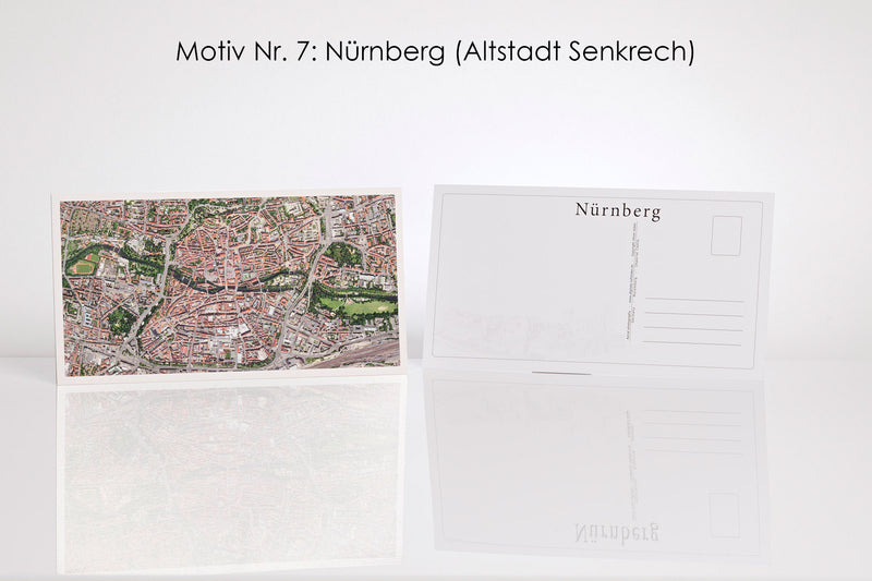 26 Nürnberg Luftbild-Postkarten im Panoramaformat mit Hochglanzveredelung, Luftaufnahmen von Oliver Acker