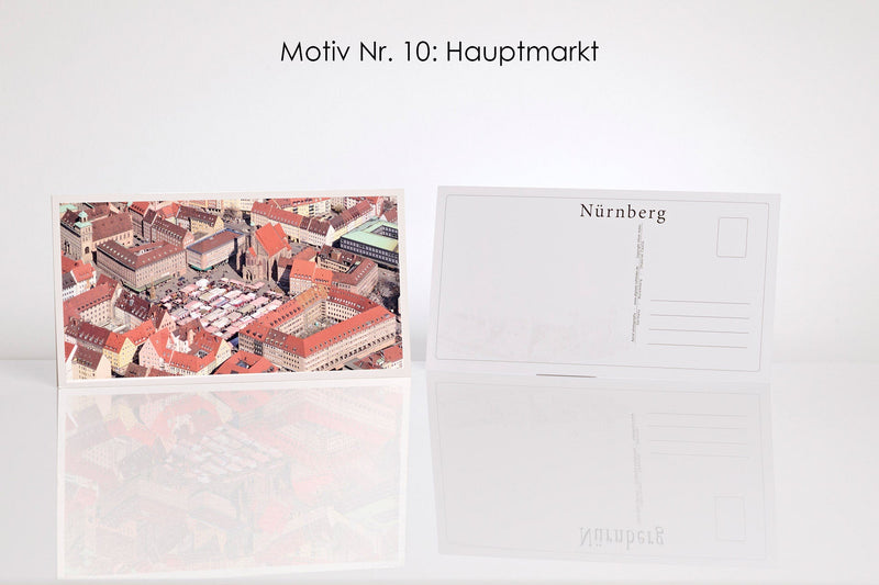 26 Nürnberg Luftbild-Postkarten im Panoramaformat mit Hochglanzveredelung, Luftaufnahmen von Oliver Acker