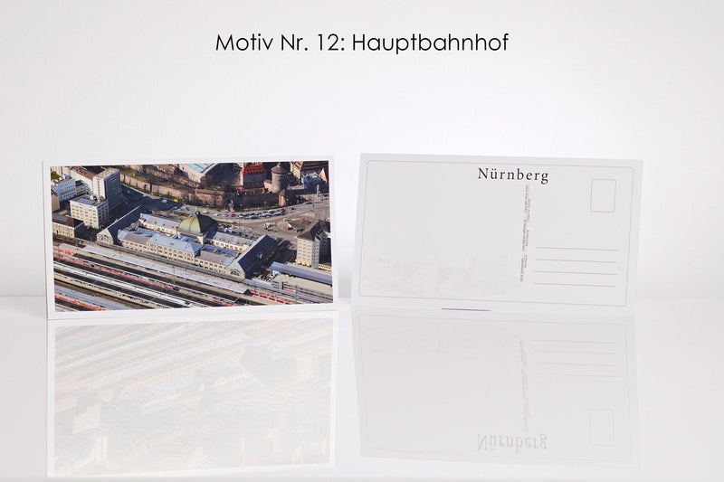 26 Nürnberg Luftbild-Postkarten im Panoramaformat mit Hochglanzveredelung, Luftaufnahmen von Oliver Acker