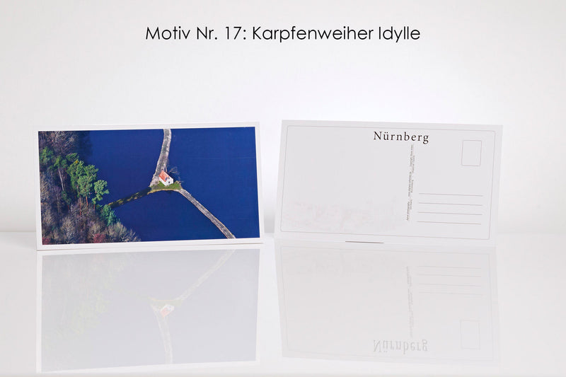 26 Nürnberg Luftbild-Postkarten im Panoramaformat mit Hochglanzveredelung, Luftaufnahmen von Oliver Acker