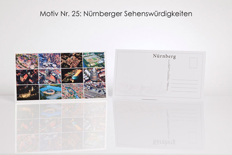 26 Nürnberg Luftbild-Postkarten im Panoramaformat mit Hochglanzveredelung, Luftaufnahmen von Oliver Acker