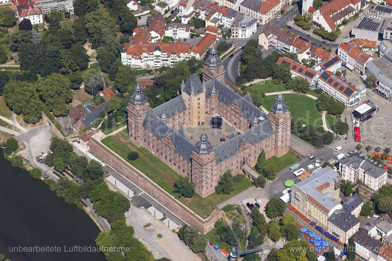 Luftaufnahme Schloss Johannisburg in Aschaffenburg | Unterfranken, Bayern