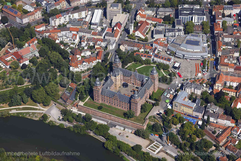 Luftaufnahme Schloss Johannisburg in Aschaffenburg | Unterfranken, Bayern