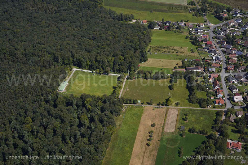 Luftaufnahme Sportgelände auf der Kreuzhöh in Bischbrunn | Unterfranken, Bayern
