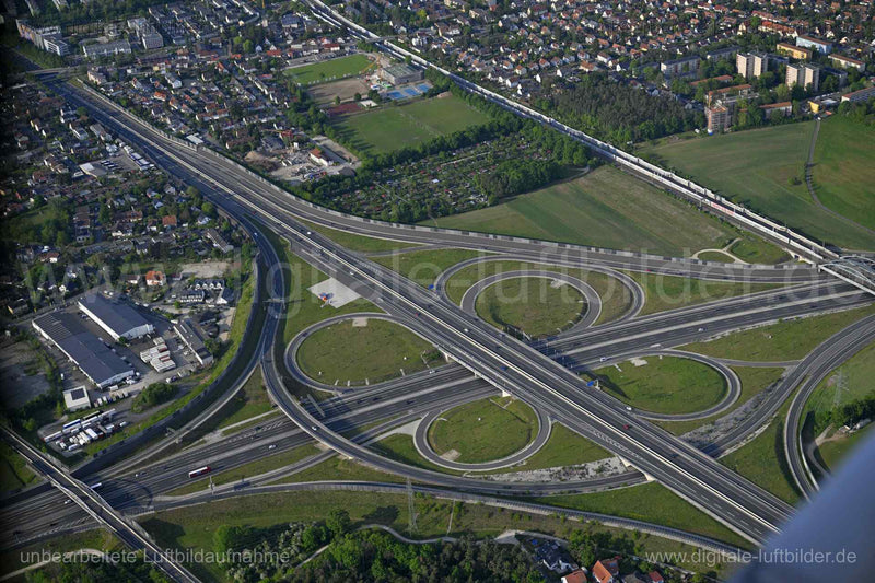 Luftaufnahme Autobahnkreuz in Erlangen | Mittelfranken, Bayern