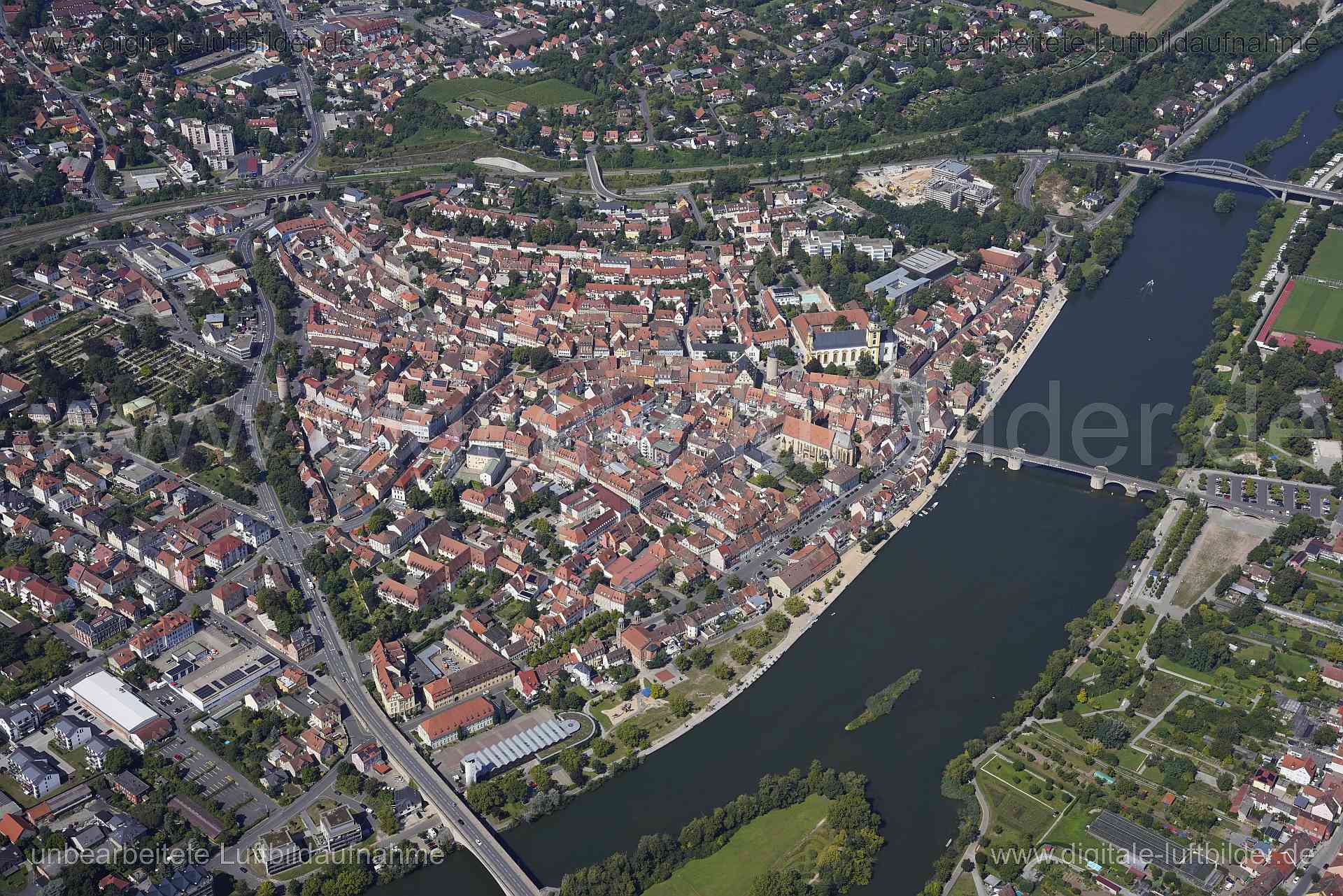 Luftaufnahme Kitzingen - Altstadt in Kitzingen | Unterfranken, Bayern
