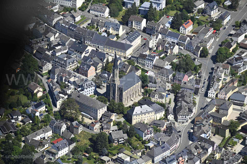 Luftaufnahme Münchberg - Stadtkirche Peter und Paul in Münchberg | Oberfranken, Bayern