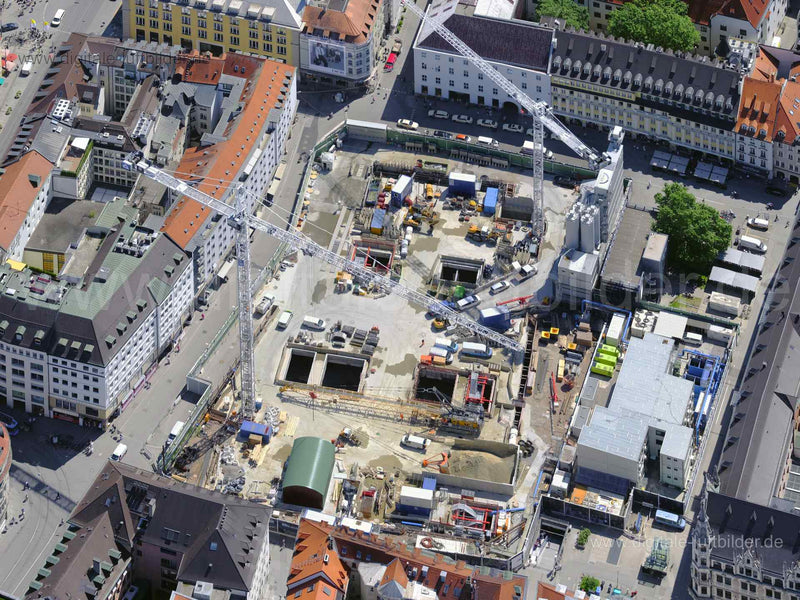 Luftaufnahme Baustelle Marienhof in München | Oberbayern, Bayern
