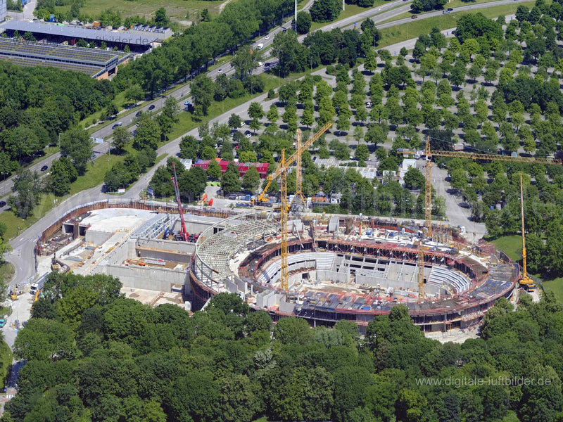 Luftaufnahme Baustelle SAP Garten München in München | Oberbayern, Bayern