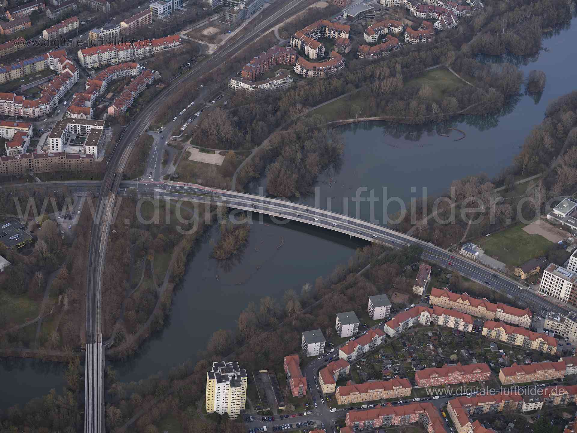Luftaufnahme Dr.-Gustav-Heinemann-Brücke in Nürnberg | Mittelfranken, Bayern