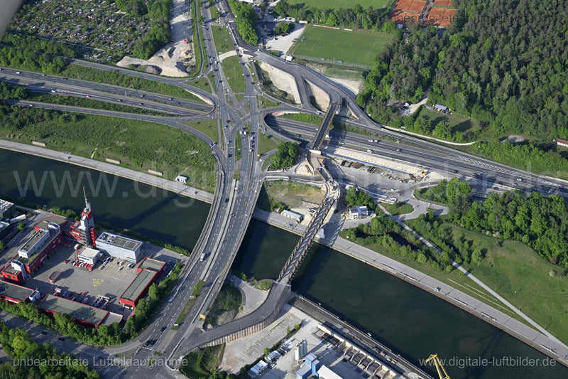Luftaufnahme Hafenbrücken in Nürnberg | Mittelfranken, Bayern