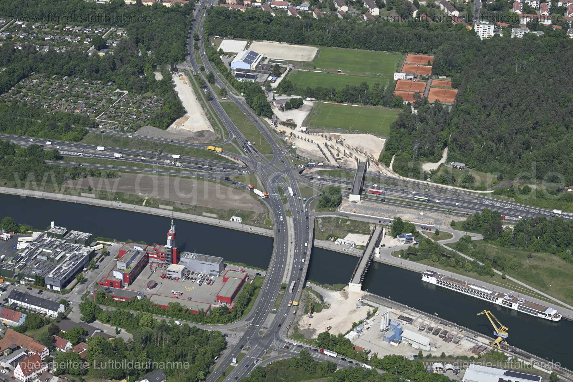 Luftaufnahme Kreuz Nürnberg Hafen in Nürnberg | Mittelfranken, Bayern
