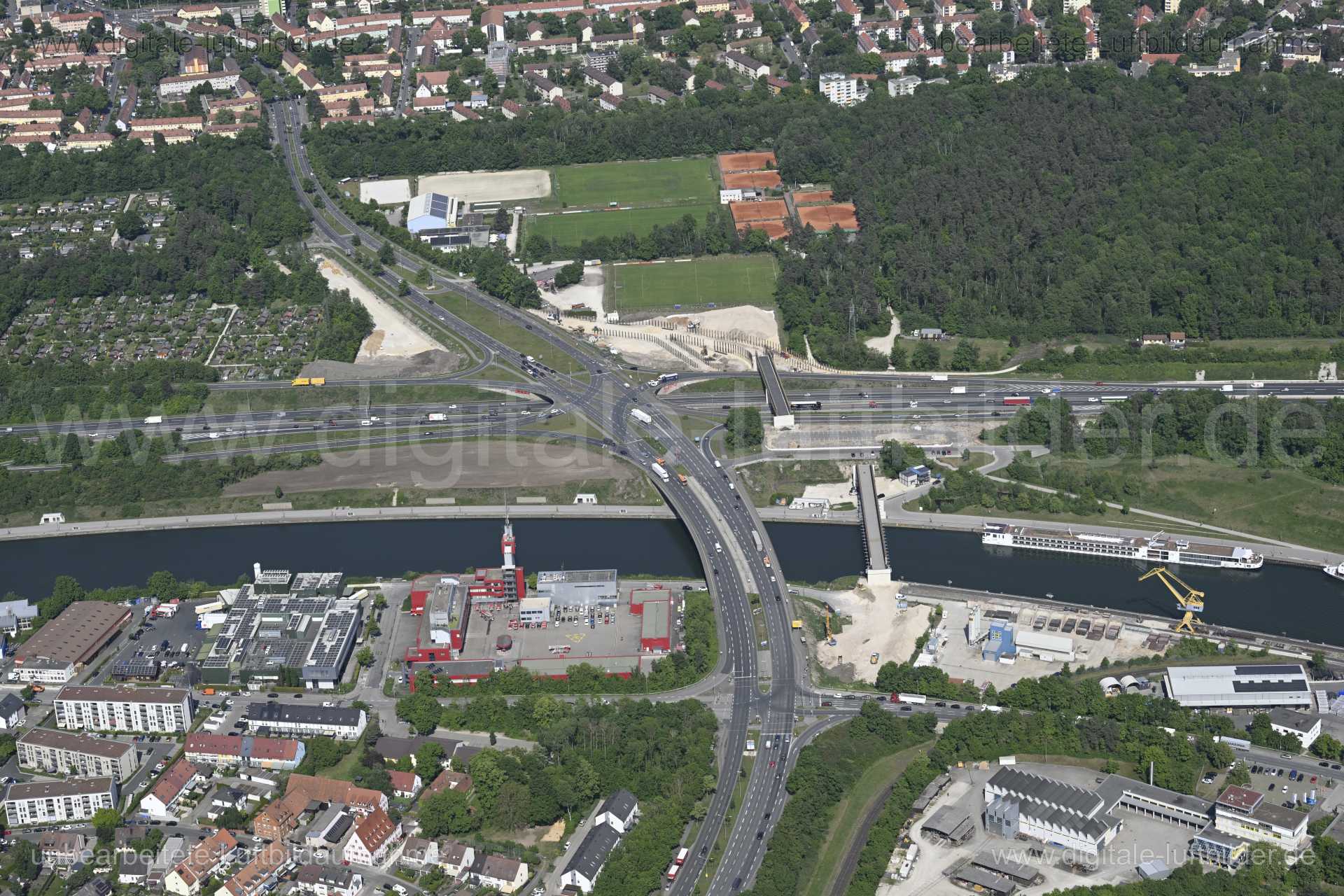 Luftaufnahme Kreuz Nürnberg Hafen in Nürnberg | Mittelfranken, Bayern