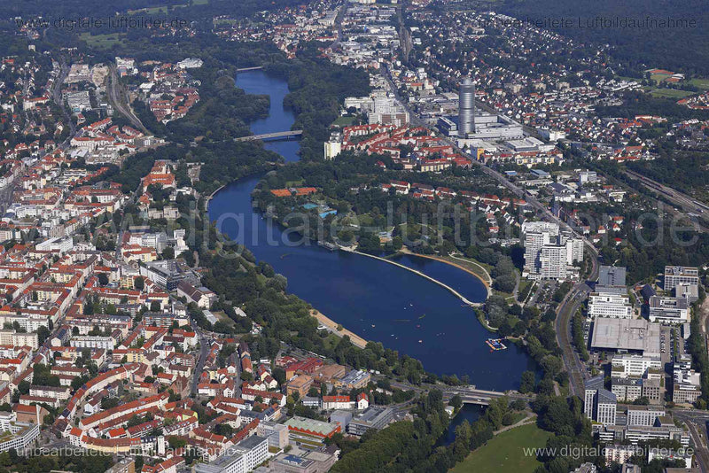 Luftaufnahme Wöhrder See in Nürnberg | Mittelfranken, Bayern