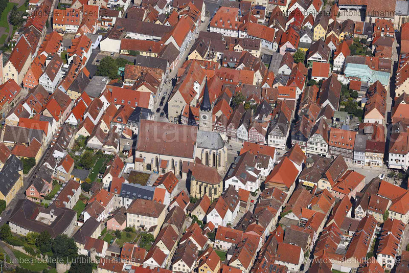 Luftaufnahme St. Andreas Kirche Ochsenfurt in Ochsenfurt | Unterfranken, Bayern