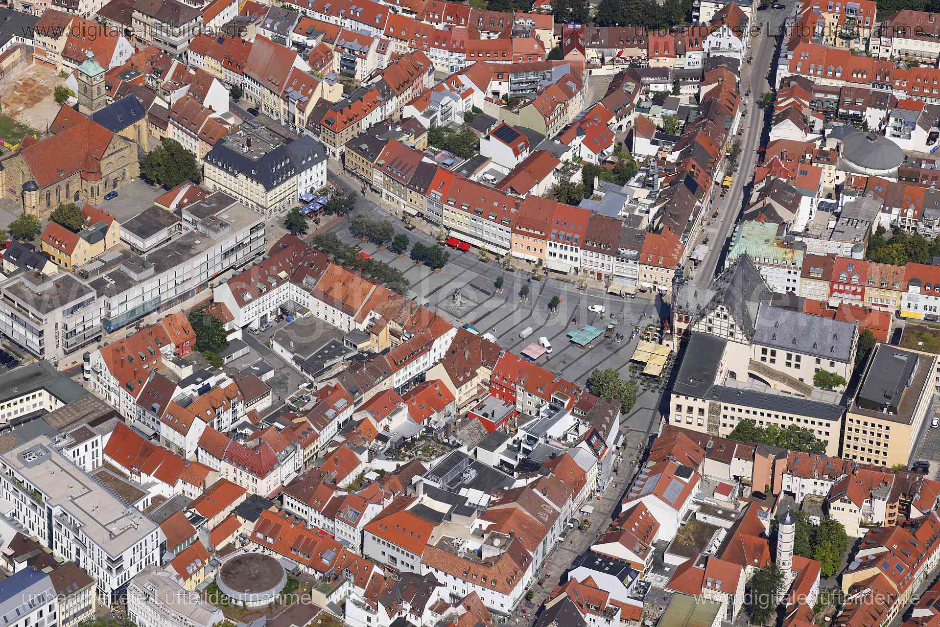 Luftaufnahme Marktplatz Schweinfurt in Schweinfurt | Unterfranken, Bayern