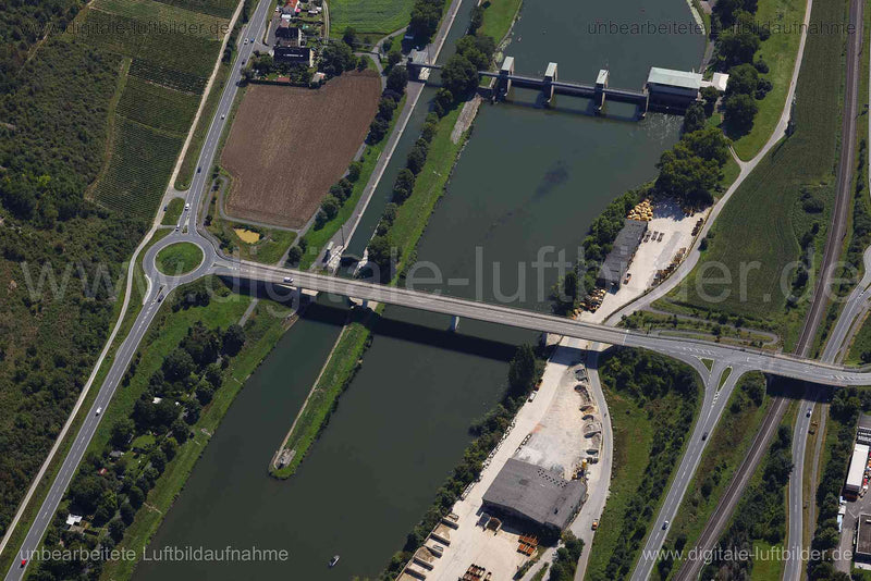Luftaufnahme Mainbrücke Goßmannsdorf in Uffenheim | Unterfranken, Bayern
