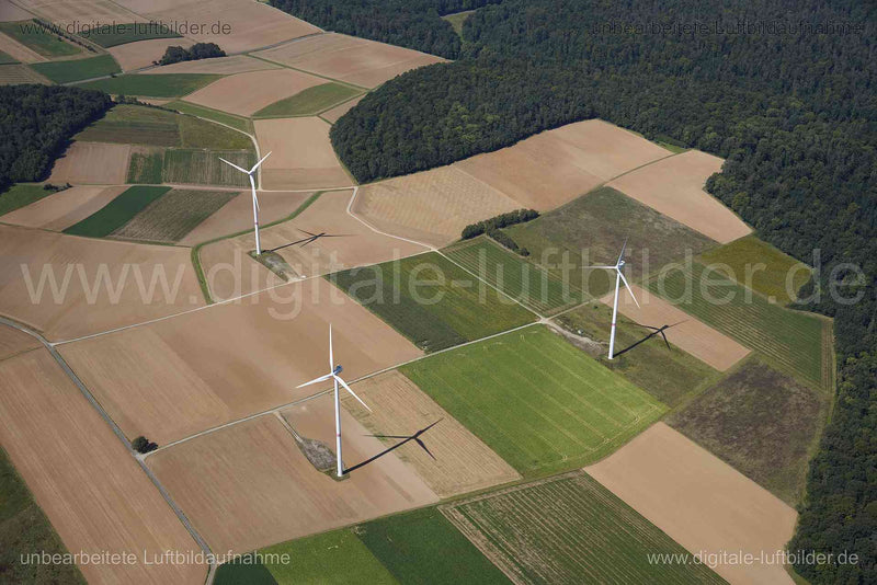 Luftaufnahme Windräder bei Urspringen in Urspringen | Unterfranken, Bayern