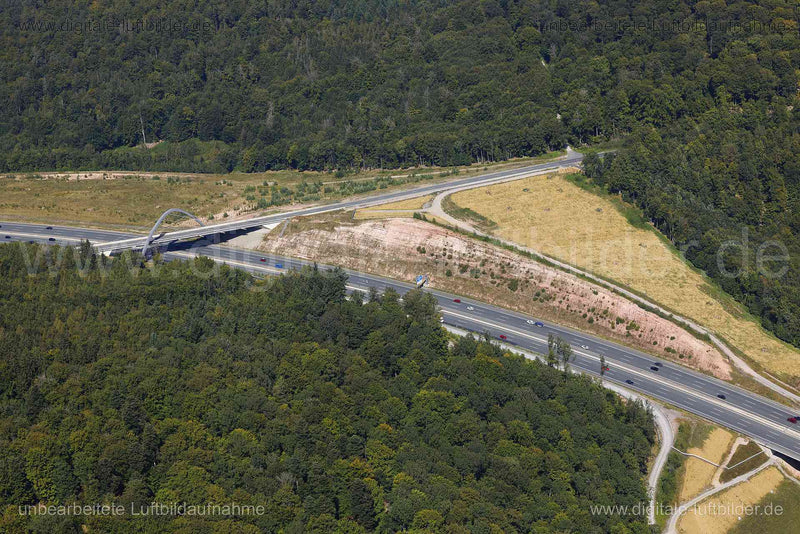 Luftaufnahme Autobahn A3 in Weibersbrunn | Unterfranken, Bayern