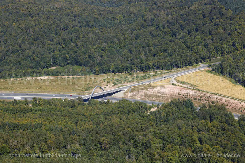 Luftaufnahme Autobahn A3 in Weibersbrunn | Unterfranken, Bayern