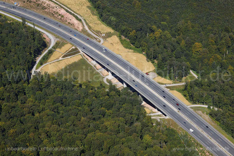 Luftaufnahme Rohrruchbrücke A3 in Weibersbrunn | Unterfranken, Bayern