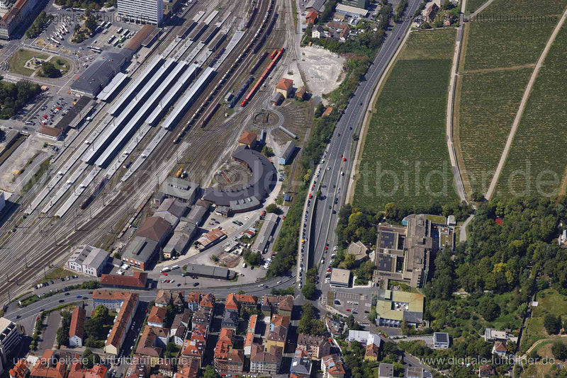 Luftaufnahme Würzburg - Hauptbahnhof in Würzburg | Unterfranken, Bayern