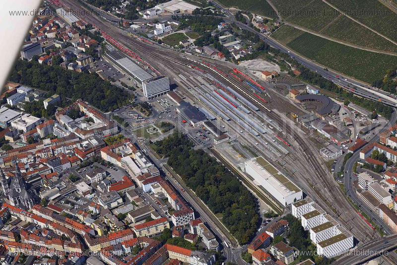 Luftaufnahme Würzburg - Hauptbahnhof in Würzburg | Unterfranken, Bayern