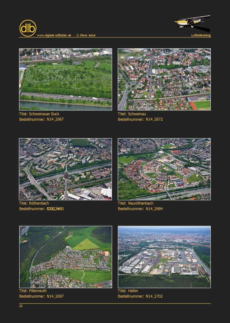 Luftbild-Katalog 2. Auflage – Beispielseiten mit Luftaufnahmen aus 2015-2017