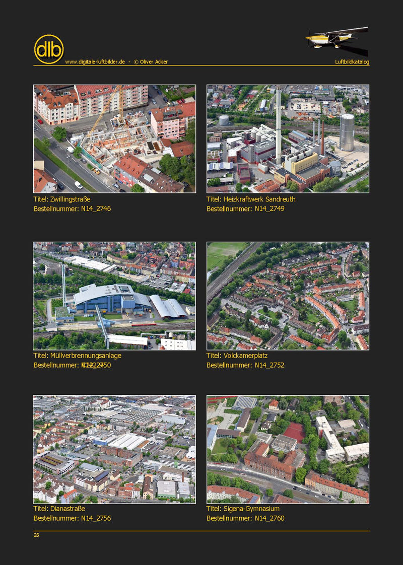 Luftbild-Katalog 2. Auflage – Beispielseiten mit Luftaufnahmen aus 2015-2017