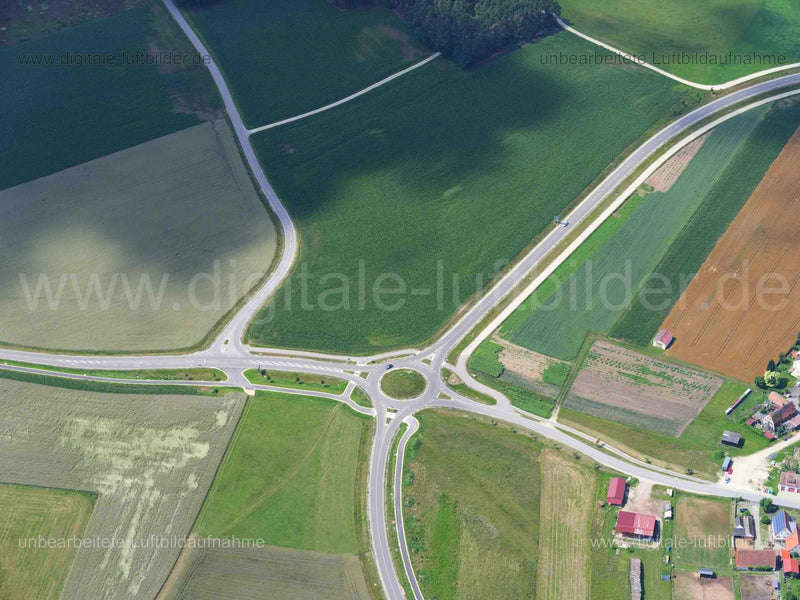 Luftaufnahme Kreisverkehr bei Aurau in Abenberg | Mittelfranken, Bayern
