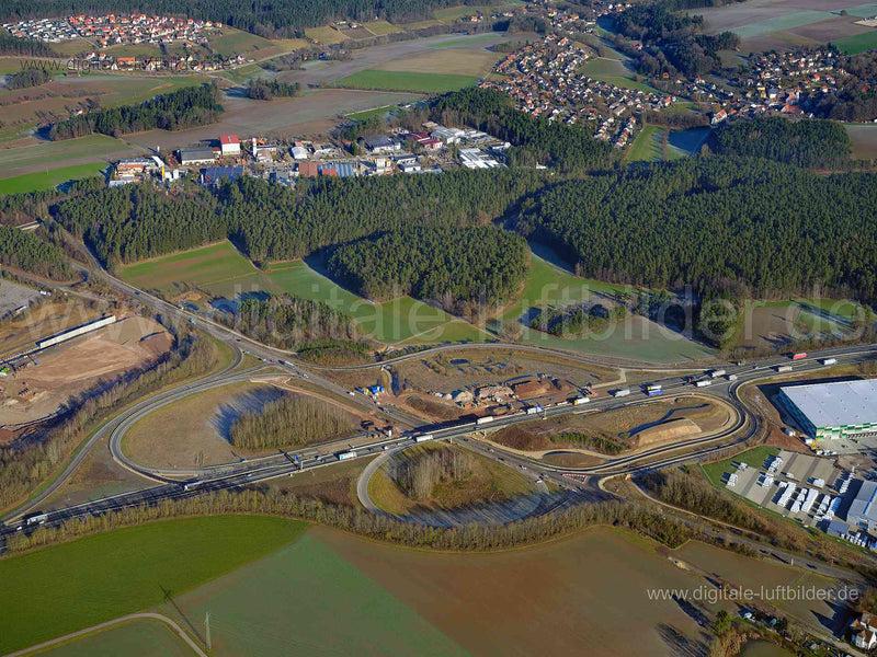 Luftaufnahme Ausfahrt Ansbach in Ansbach | Mittelfranken, Bayern