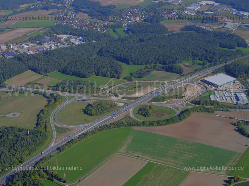 Luftaufnahme Autobahn A6 bei Ansbach in Ansbach | Mittelfranken, Bayern