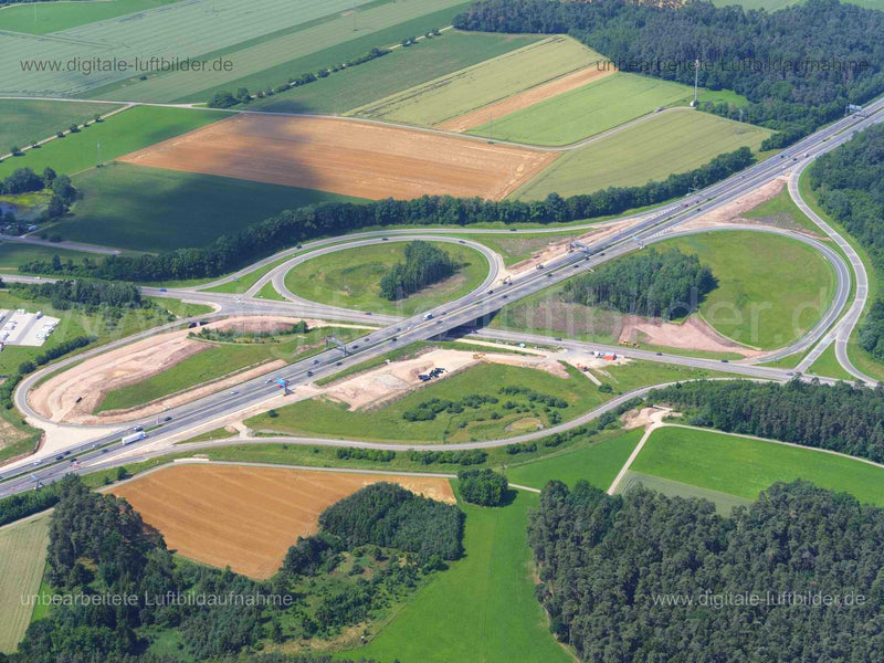 Luftaufnahme Autobahnanschluss A6 / B13 in Ansbach | Mittelfranken, Bayern