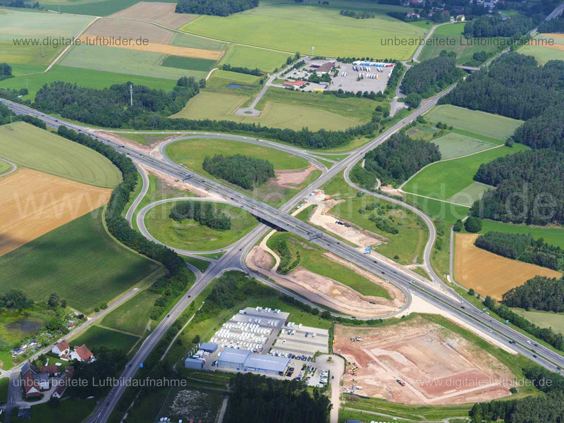 Luftaufnahme Autobahnanschluss A6 / B13 in Ansbach | Mittelfranken, Bayern