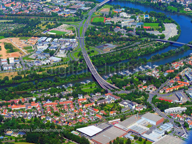 Luftaufnahme Adenauerbrücke in Aschaffenburg | Unterfranken, Bayern
