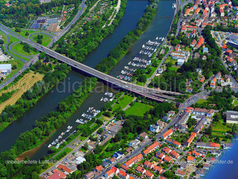 Luftaufnahme Adenauerbrücke in Aschaffenburg | Unterfranken, Bayern