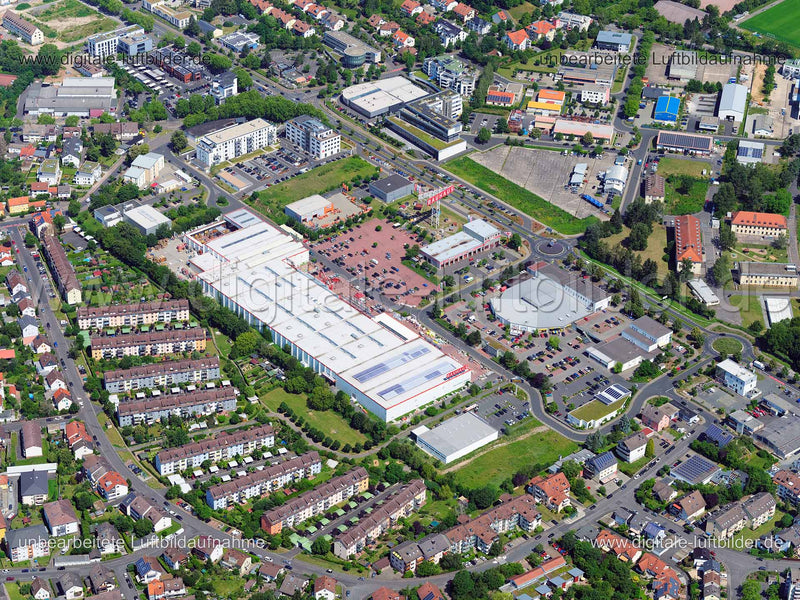 Luftaufnahme Bauhaus in Aschaffenburg | Unterfranken, Bayern