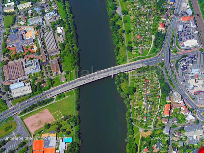 Luftaufnahme Ebertbrücke in Aschaffenburg | Unterfranken, Bayern