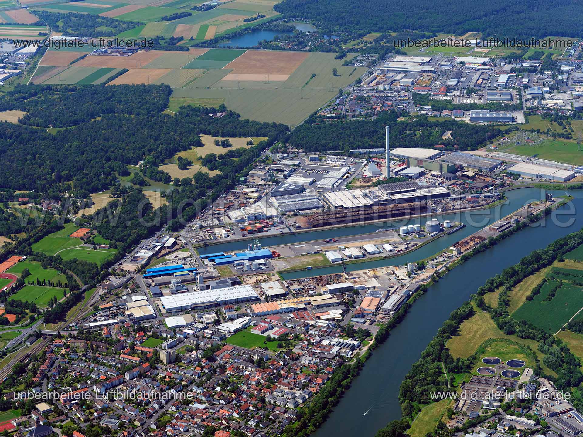 Luftaufnahme Hafen Aschaffenburg in Aschaffenburg | Unterfranken, Bayern