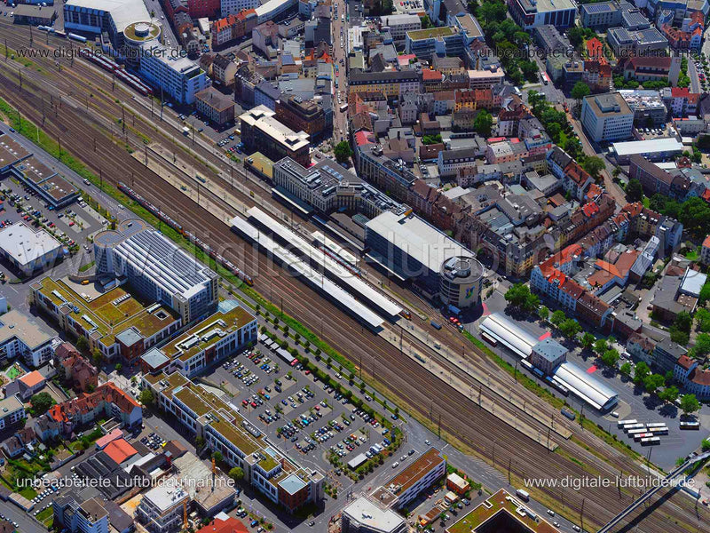 Luftaufnahme Hauptbahnhof Aschaffenburg in Aschaffenburg | Unterfranken, Bayern