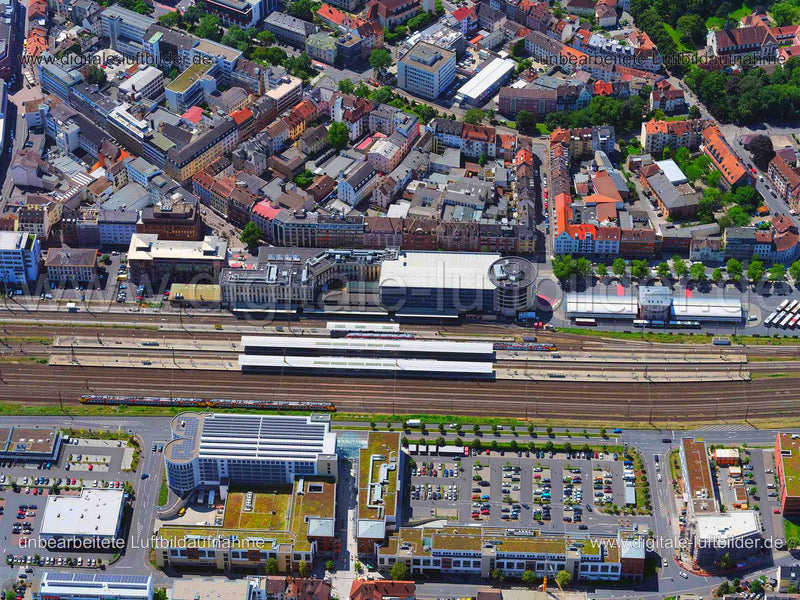 Luftaufnahme Hauptbahnhof Aschaffenburg in Aschaffenburg | Unterfranken, Bayern