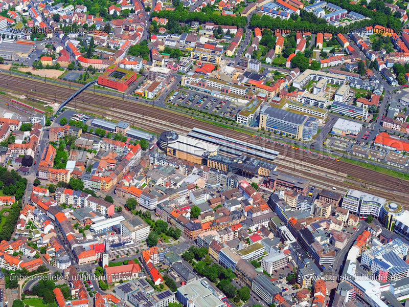 Luftaufnahme Hauptbahnhof Aschaffenburg in Aschaffenburg | Unterfranken, Bayern